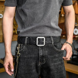 Retro Distressed Stone Pattern Belt