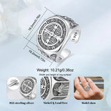 Sterling Silver Saint Benedict Adjustable Ring