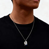 Geometric Square Blue Stone Necklace