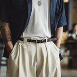 Rugged Black Leather Belt