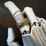 Retro Golden Sun Wings Open Ring