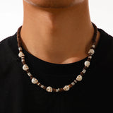 Men's Skull Woods Beaded Necklace