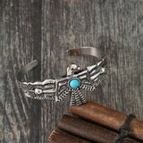 Tribal Eagle Cuff with Turquoise Gemstone Bracelet