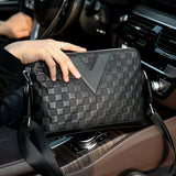 Plaid Embossing Leather Shoulder Bag