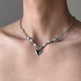 Hip-Hop Pearl Heart Cross Necklace