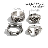 Punk Geometric Adjustable Ring Set