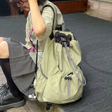 Drawstring Solid Nylon Backpack