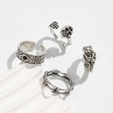 Punk Geometric Adjustable Ring Set