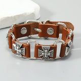 Classic Cross Metal Leather Bracelet