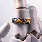 Geometric Hammered Open Band Ring