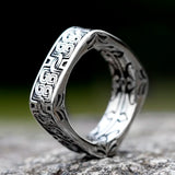 Rune Square Nordic Knot Ring