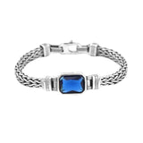 Blue Square Rhinestone Woven Twist Bracelet