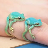 Tiny Embrace Frog Design Ring