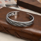 S925 Silver Twist Weave Pattern Cuff Bracelet