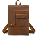 Retro Flap with Front Pocket Leather Backpack