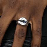 Retro Cracking Blue Gem Adjustable Ring