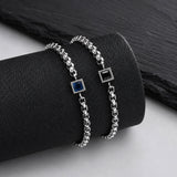 Square Blue Black Stone Bracelet