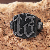 Gothic Black 13 Skull Ring