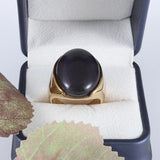 Simple Black Oval Black Stone Ring