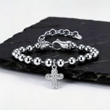 Rosary Cross Adjustable Beaded Bracelet