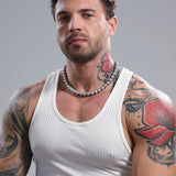 قلادة رمادية مستديرة من الفولاذ المقاوم للصدأ