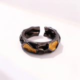 Geometric Hammered Open Band Ring