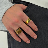 Geometric Chunky Wide Alloy Ring