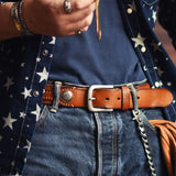 Cowboy Pin Buckle Genuine Leather Belt