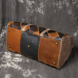 Vintage Diamond Leather Travel Bag