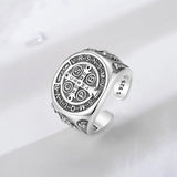 Sterling Silver Saint Benedict Adjustable Ring