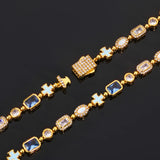 Blue Rhinestones Chain Necklace