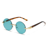 Round Dark Green Rimless Sunglasses