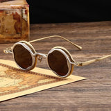 Irregular Rounded Titanium Frame Sunglasses