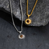 Sun Tiger Eye Stone Pendant Necklace