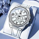 Rounded Dial Lines Details Watch