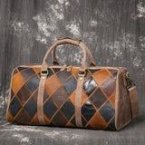 Vintage Diamond Leather Travel Bag