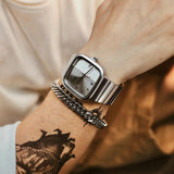 Square Form Calendar Steel Watch