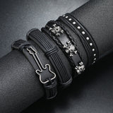 Punk Rock Leather Multi-Strap Bracelet