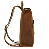 Retro Flap with Front Pocket Leather Backpack