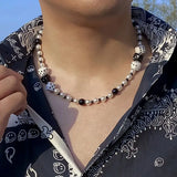 Dice White & Black Beads Necklace
