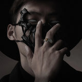 Retro Golden Sun Wings Open Ring