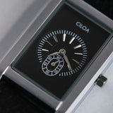 Rectangle Numberless Dial Leather Watch
