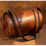Brown Leather Big Barrel Bag