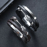 Guitar Charm Leather Multi-Layer Bracelet
