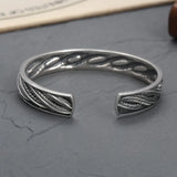 S925 Silver Twist Weave Pattern Cuff Bracelet