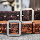 Retro Distressed Stone Pattern Belt