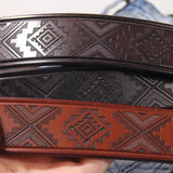 Geometric Laser Engraved Totem Men's Belt