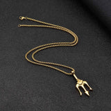 Rock Punk Trident Pendant Necklace