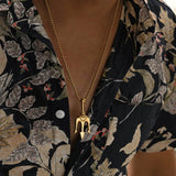 Rock Punk Trident Pendant Necklace