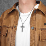 Carving Cross Pendant Necklace